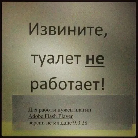 Туалет не работает из-за Flash Player