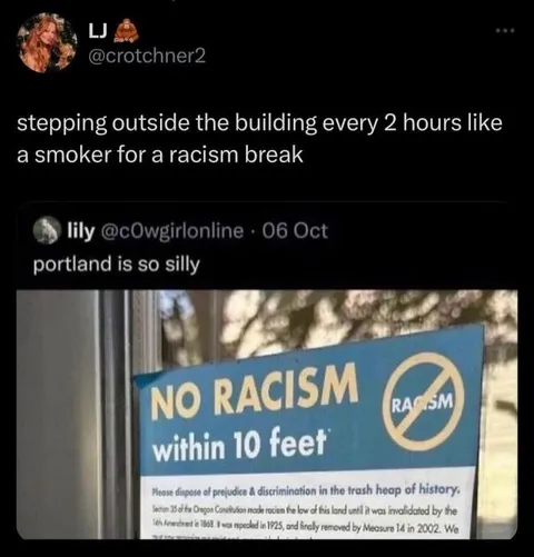 Racism Break Outside the Building