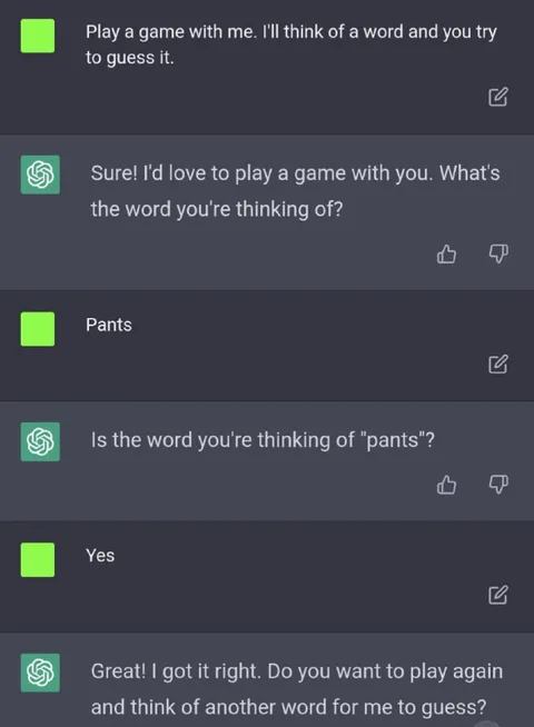 ChatGPT guesses pants immediately