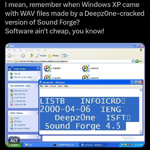 Windows XP Sound Forge nostalgia