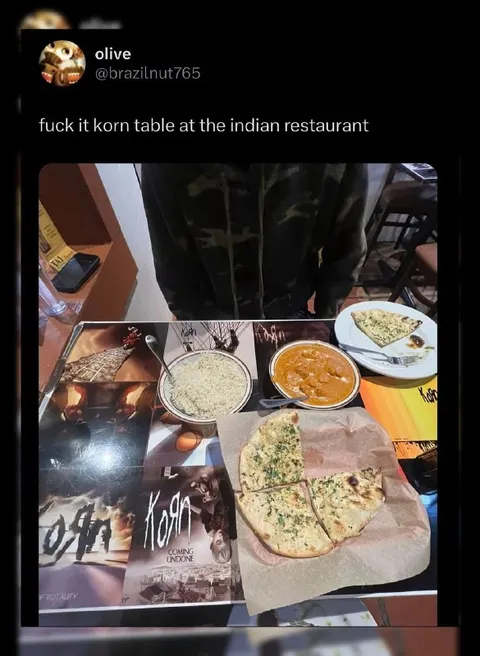 Korn Table at Indian Restaurant
