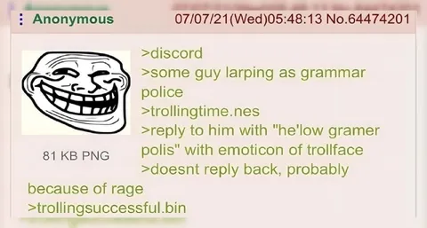 Grammar Police Trollface Trolling