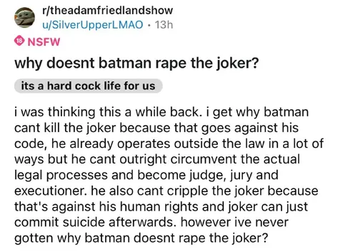 Batman Won’t Rape the Joker