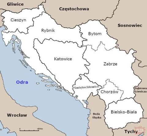 Mapa Górnego Śląska