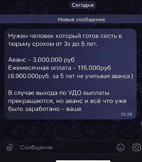 Вакансия с тюремным сроком