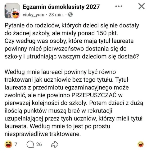 Niesprawiedliwa rekrutacja do szkoły