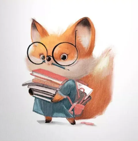 Лисёнок с книгами