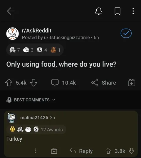 Only Using Food, Where Do You Live?