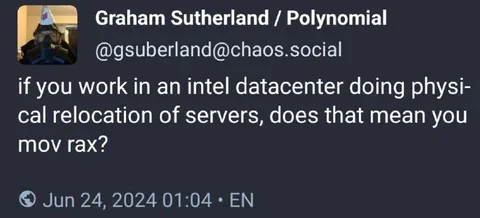 Intel Datacenter MOV RAX Joke