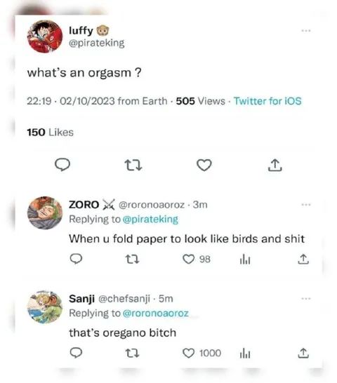 What’s an orgasm? Twitter reply chain