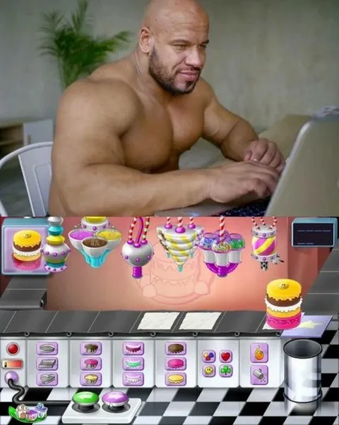 Мужчина играет в Cake Mania