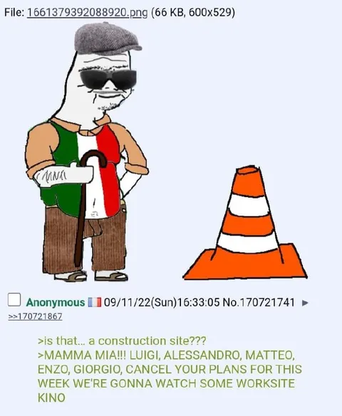Luigi Watches Worksite Kino