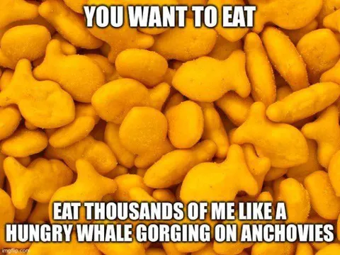 Hungry Whale Eating Goldfish Crackers