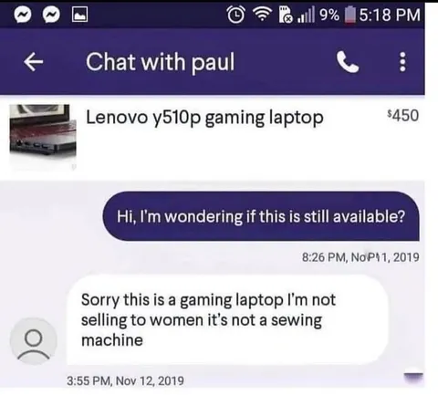 Gaming Laptop Isn’t a Sewing Machine