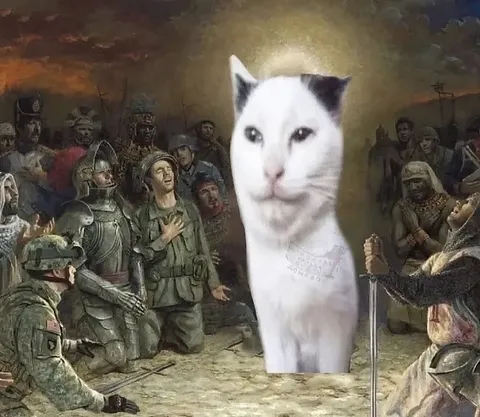 Белый кот среди воинов