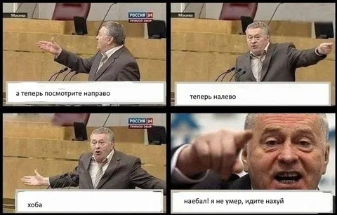 Жириновский показывает направо и налево