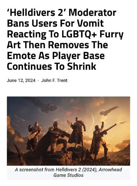 Helldivers 2 Moderator Ban Article