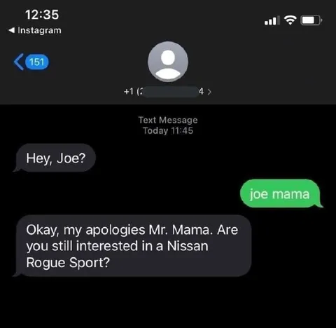 Joe Mama Nissan Sales Joke
