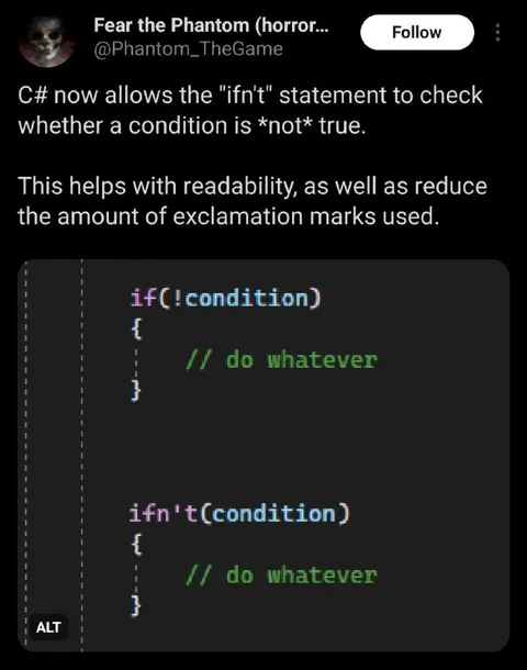 C# ifn't statement joke