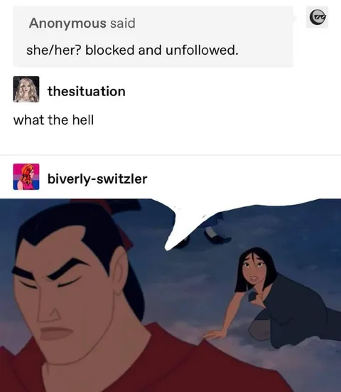 She/her blocked and unfollowed