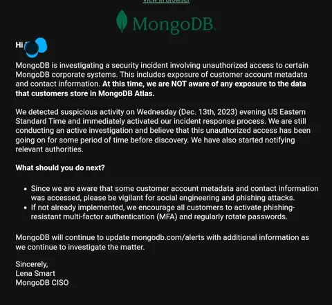 MongoDB Security Incident Notice