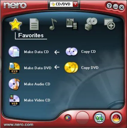 Nero CD Burning Menu