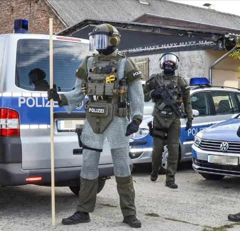 Mittelalterlicher Polizist im Einsatz