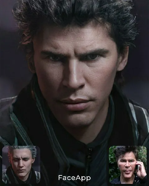 Кристиан Бэйл через FaceApp