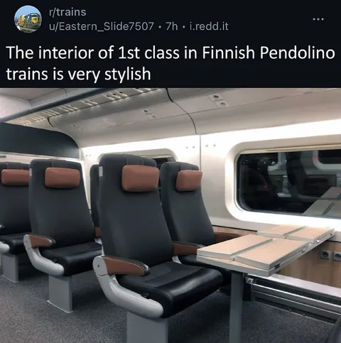 Stylish Finnish Pendolino First Class