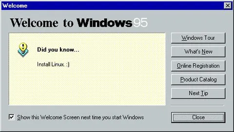 Windows 95 Recommends Linux