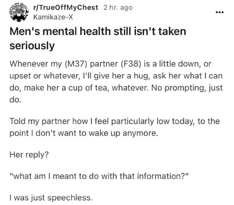 Men's Mental Health Isn't Taken Seriously