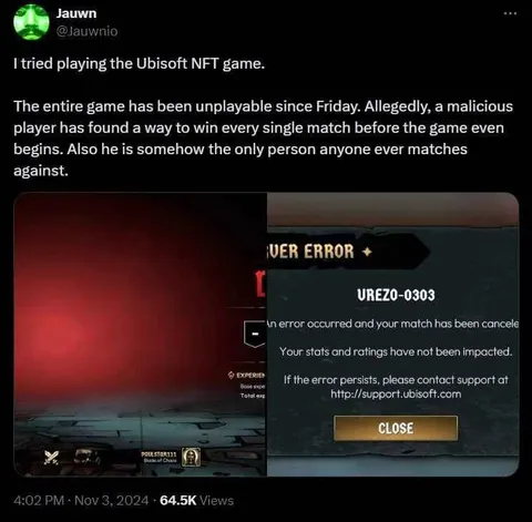 Ubisoft NFT Game Always Errors