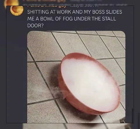 Boss Slides Fog Under Stall Door