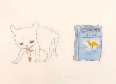 Angry Cat Smoking Camel