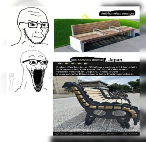 Anti-Homeless Dinosaur Bench