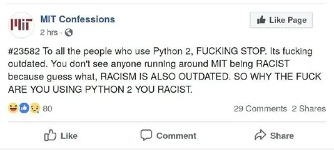 Python 2 Racism Accusation