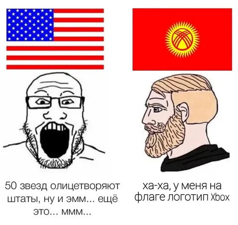 Американский флаг против киргизского