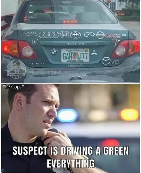 Suspect Driving a Green Everything