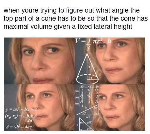 Cone Angle Maximum Volume Confusion