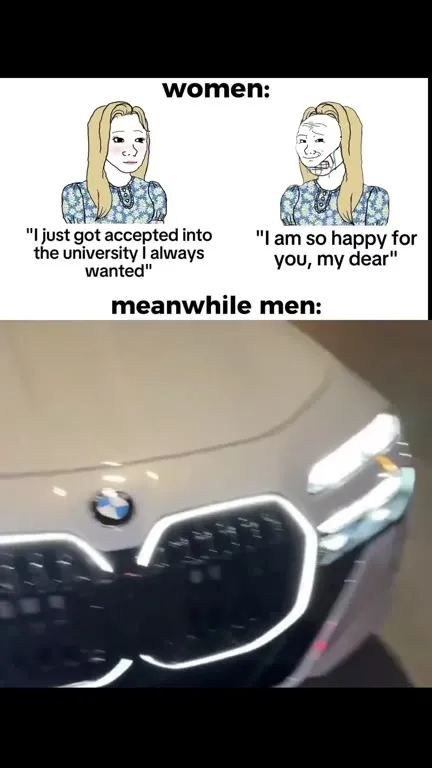 Women celebrate, men buy a BMW