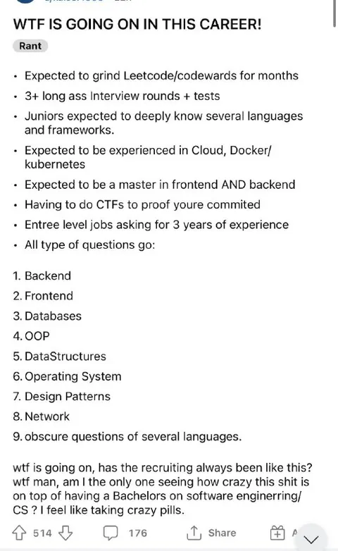 Software Engineering Job Requirements Rant
