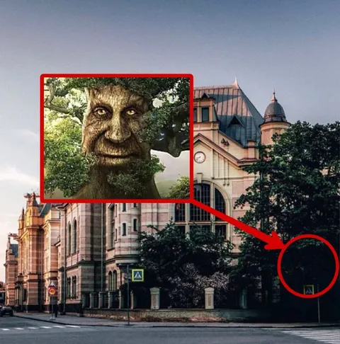 Лицо дерева в тени