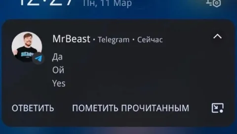 MrBeast пишет «Да Ой Yes»