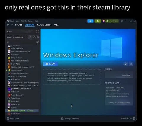 Windows Explorer in Steam Library