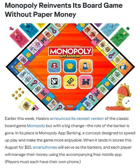 Monopoly Without Paper Money