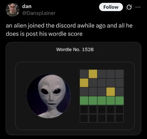 Alien Only Posts Wordle Scores