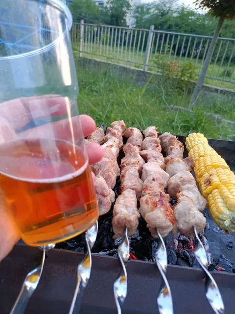 Шашлык и пиво на природе