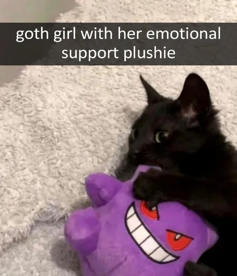 Goth Girl With Emotional Support Plushie