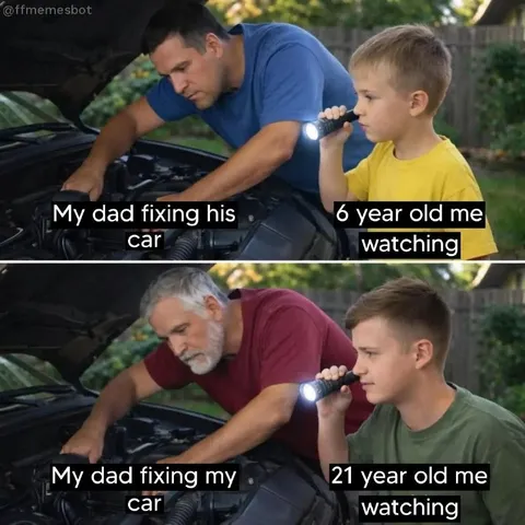Dad Fixing the Car