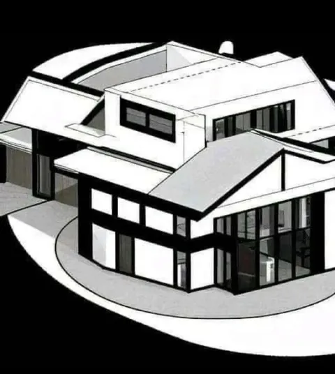 Невозможный дом с перекрывающимися крышами